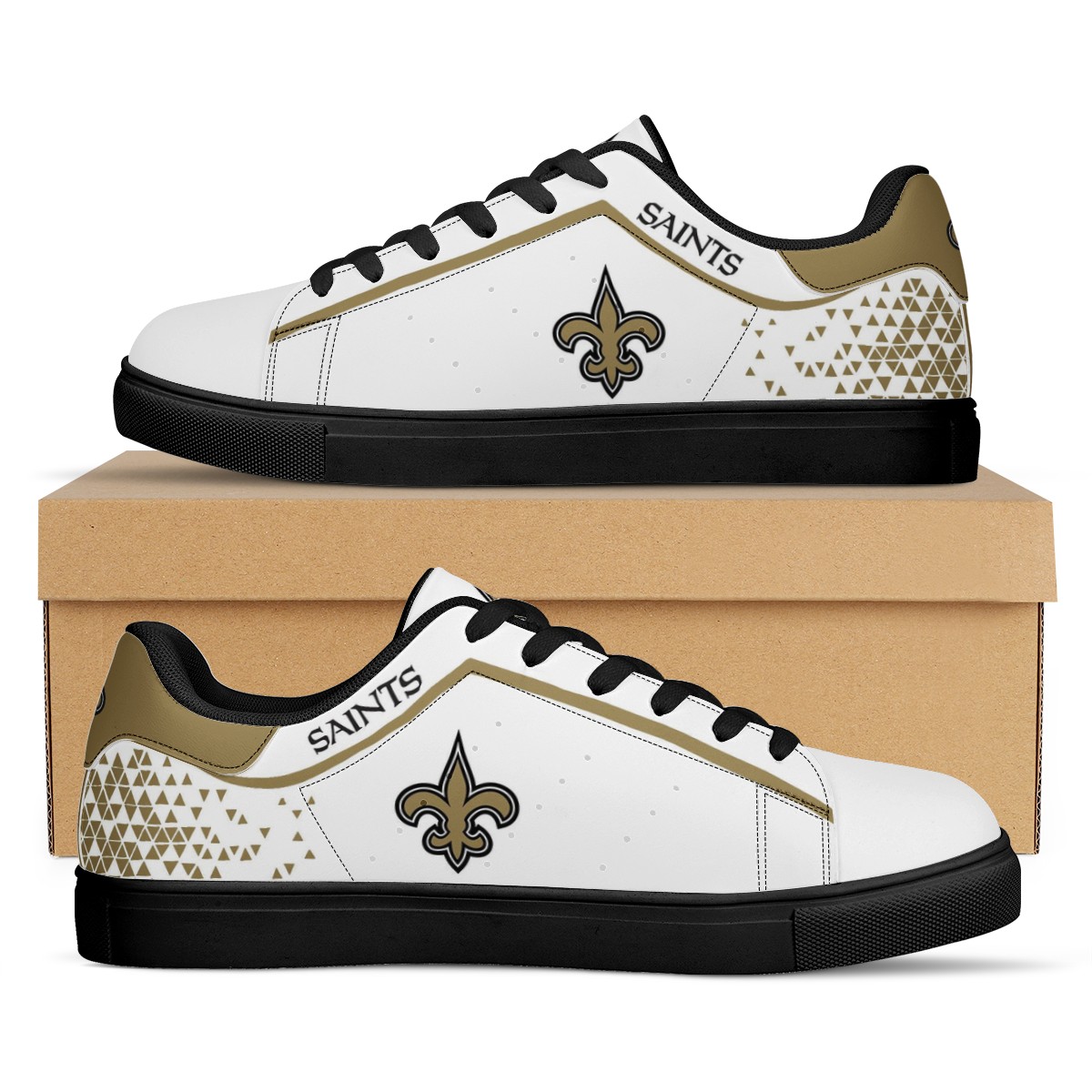 Women's New Orleans Saints Low Top Leather Sneakers 002
